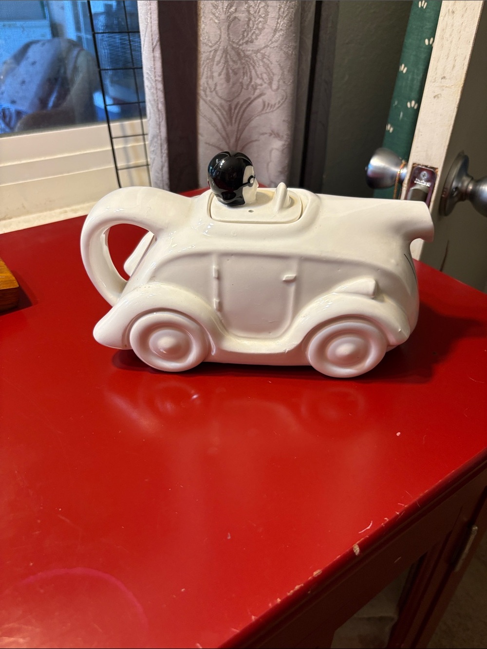 Vintage Ceramic Car Pitcher with Black Driver Accent